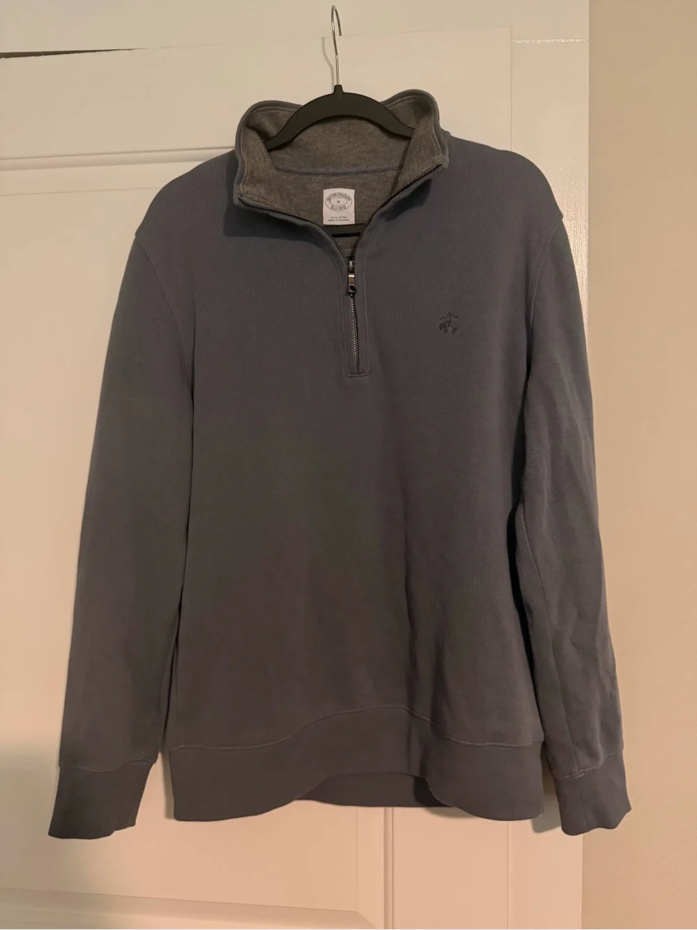 Brooks Brothers Men’s Fleece Quarter Zip, Size Medium Navy Blue